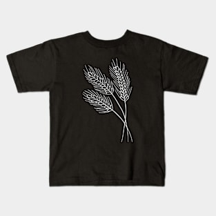 Minimalist Wheat Line Art Drawing Kids T-Shirt